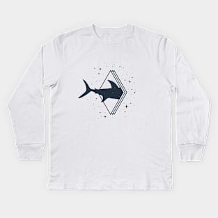 Creative Illustration. Fish Tail, Stars, Adventure, Nautical Kids Long Sleeve T-Shirt